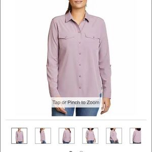 Purple NWT Eddie Bauer Ladies' Departure Top, long sleeve , upf 50+